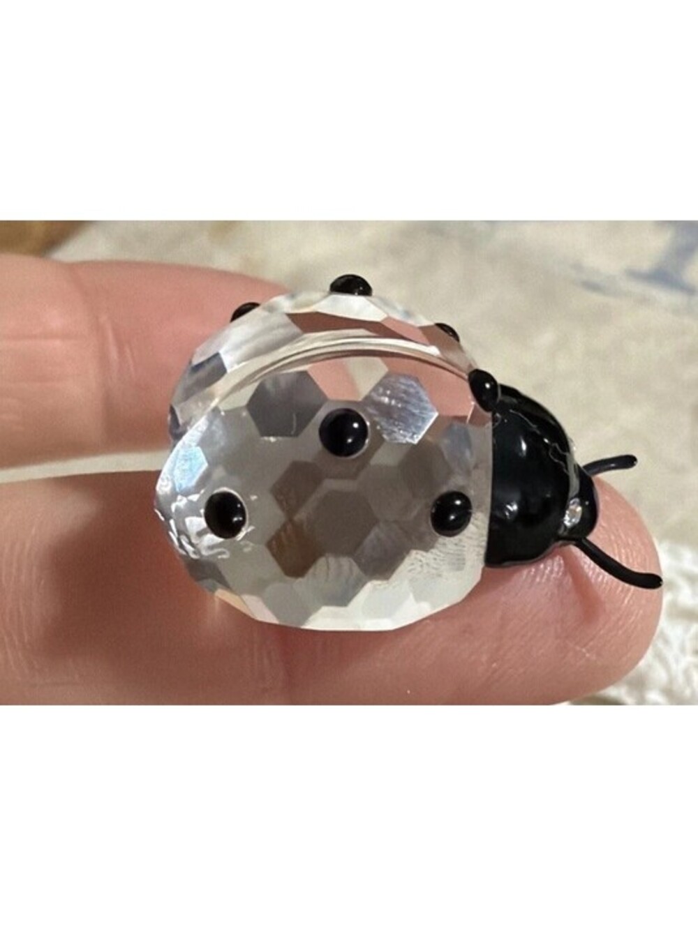 Vintage Swarovski Crystal Mini Figurine Ladybug Retired Small Marked